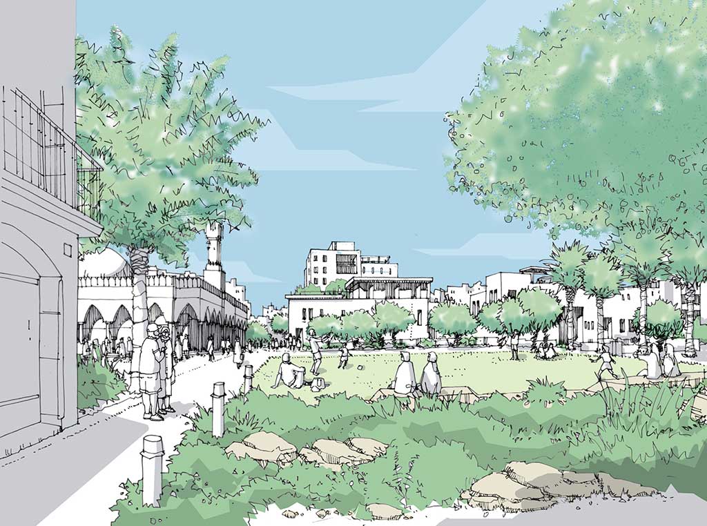 Artist impression for the key area in Gaza Vision, Wadi Gaza.
