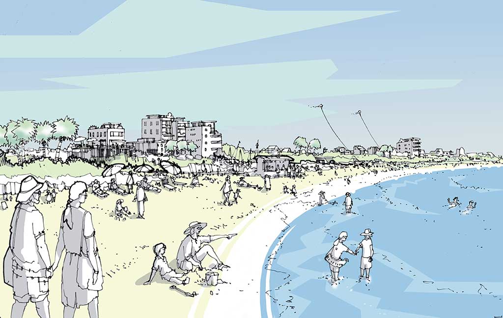 Artist impression for the key area in Gaza Vision, Beach Gaza.