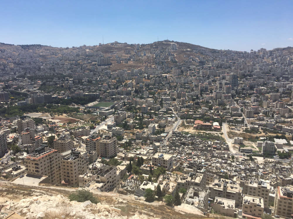 Urban sprawl shaped by physical geography in the city of Nablus. Photo courtesy of the author.