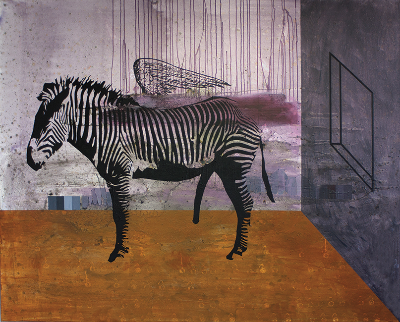 Hani Zurob, Excuse me Lucian Freud, This is The Painter’s Room 200x160cm acrylic tar and pigments on canvas, 2013.