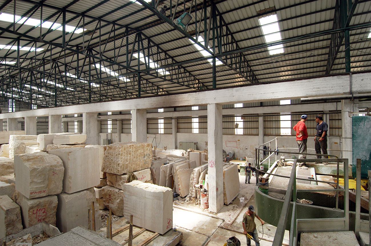 Palestinian stone being prepared for export. Photo courtesy of PalTrade.