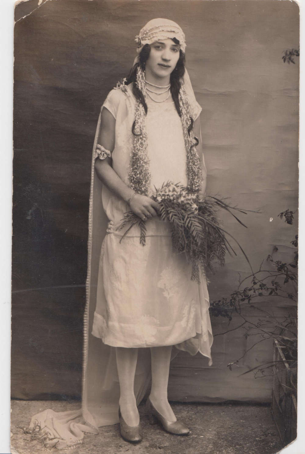 Studio portrait of a bride, 1930.