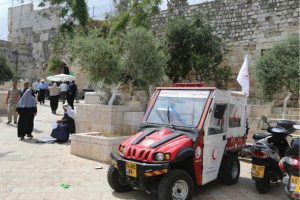 This ambulance is designed to navigate the narrow alleys of Jerusalem’s Old City.